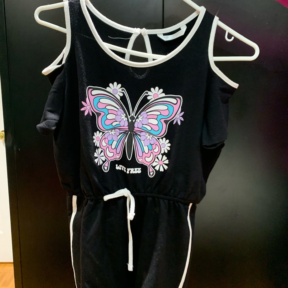 Urban Planet Black Bodysuit with Butterfly Design